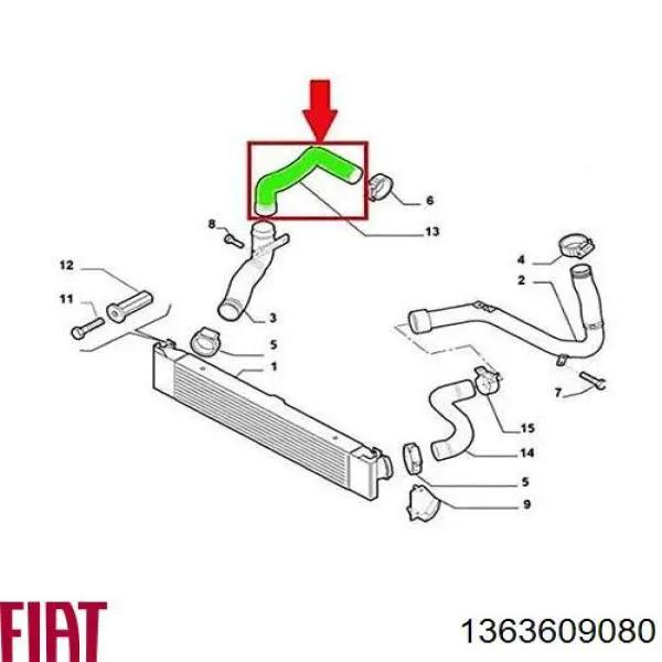 Przewód (króciec) intercoolera Fiat/Alfa/Lancia 1363609080 cena, od 33,43 USD