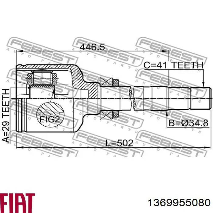 Przegub homokinetyczny wewnętrzny przedni prawy Fiat/Alfa/Lancia 1369955080 cena, od 116,04 USD