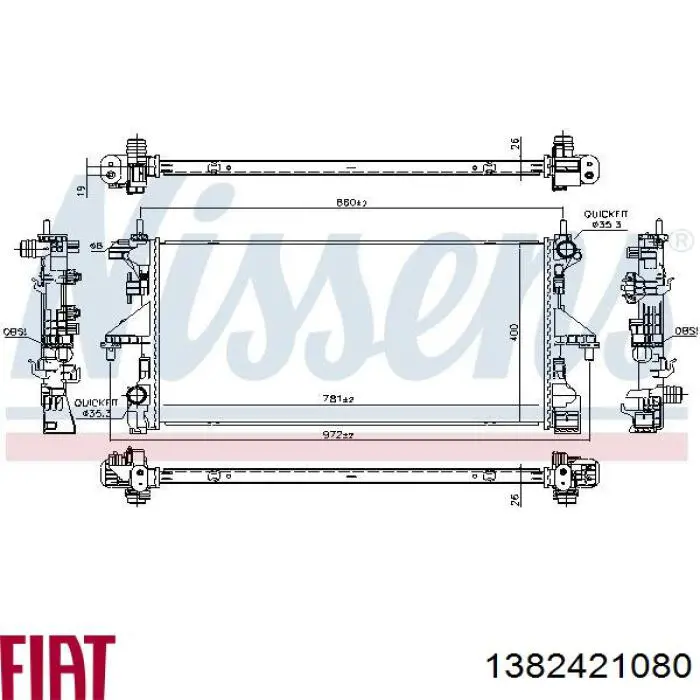Chłodnica silnika 1382421080 Fiat/Alfa/Lancia