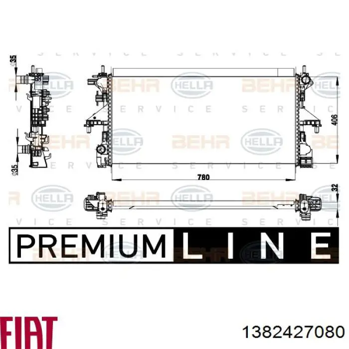 Chłodnica silnika 1382427080 Fiat/Alfa/Lancia