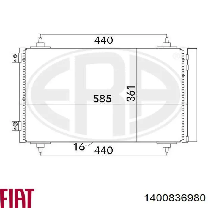 Do koszyka 1400836980 Fiat/Alfa/Lancia Chłodnica klimatyzacji