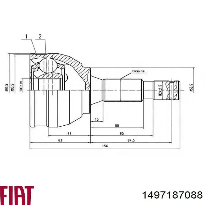 Do koszyka 1497187088 Fiat/Alfa/Lancia Półoś napędowa przednia lewa