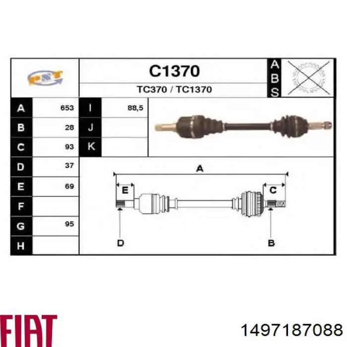 1497187088 Fiat/Alfa/Lancia Półoś napędowa przednia lewa