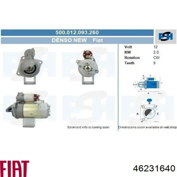 46231640 Fiat/Alfa/Lancia Rozrusznik