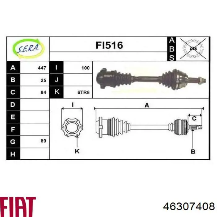 Półoś napędowa przednia do Fiat Brava  182