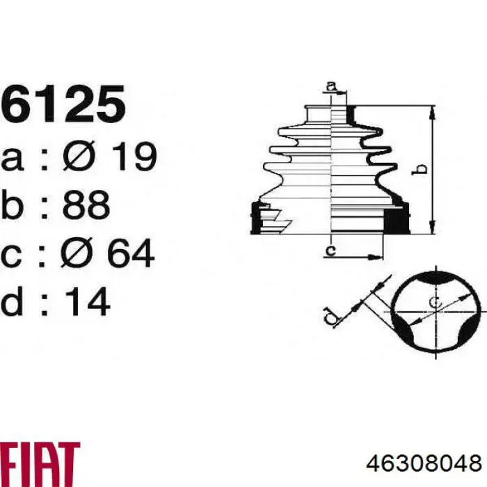 46308048 Fiat/Alfa/Lancia osłona przegubu homokinetycznego półosi przedniej wewnętrzna