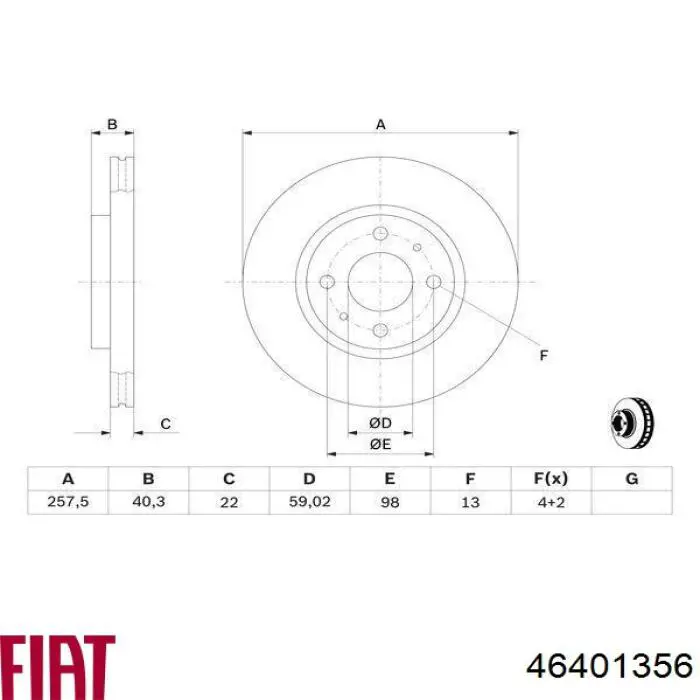 46401356 Fiat/Alfa/Lancia Tarcza hamulcowa przednia