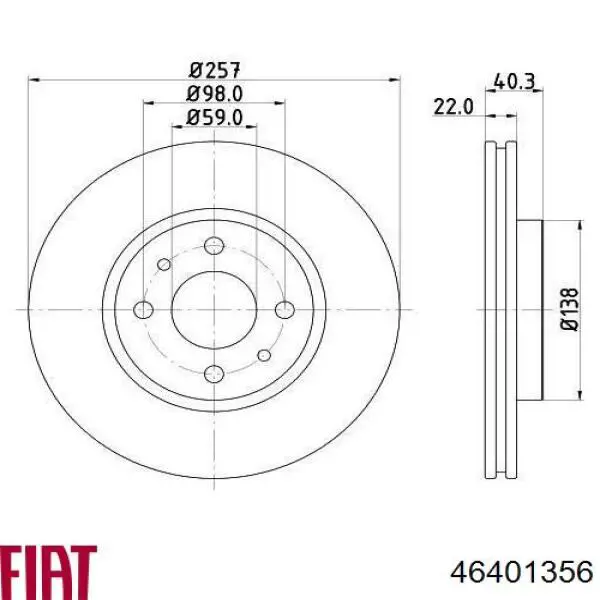 Tarcza hamulcowa przednia Fiat/Alfa/Lancia 46401356 cena, od 62,55 USD