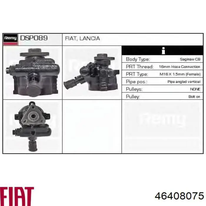 Do koszyka 46408075 Fiat/Alfa/Lancia Pompa wspomagania hydraulicznego kierownicy