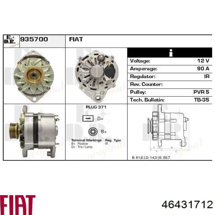 46431712 Fiat/Alfa/Lancia alternator