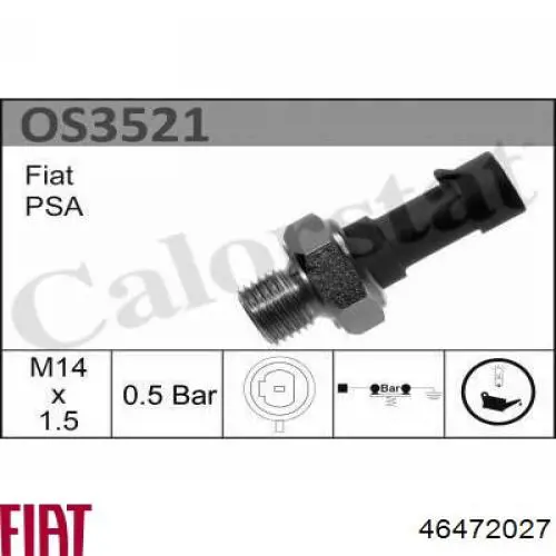 Do koszyka 46472027 Fiat/Alfa/Lancia Czujnik ciśnienia oleju