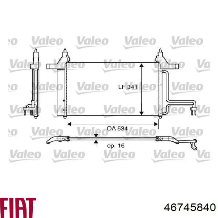 Do koszyka 46745840 Fiat/Alfa/Lancia Chłodnica klimatyzacji