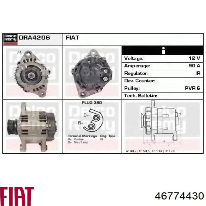 46774430 Fiat/Alfa/Lancia Alternator