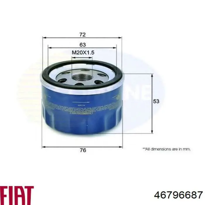 Filtr oleju Fiat/Alfa/Lancia 46796687 cena, od 7,55 USD