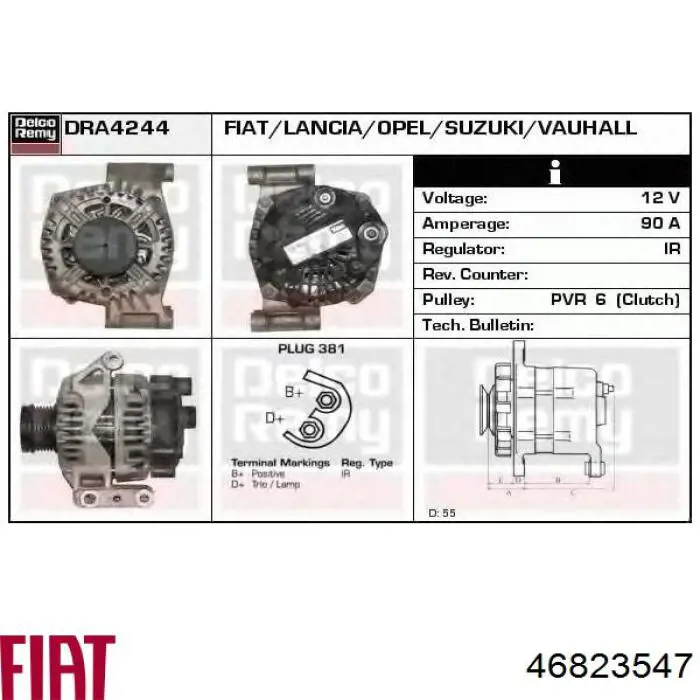 Alternator Fiat/Alfa/Lancia 46823547
