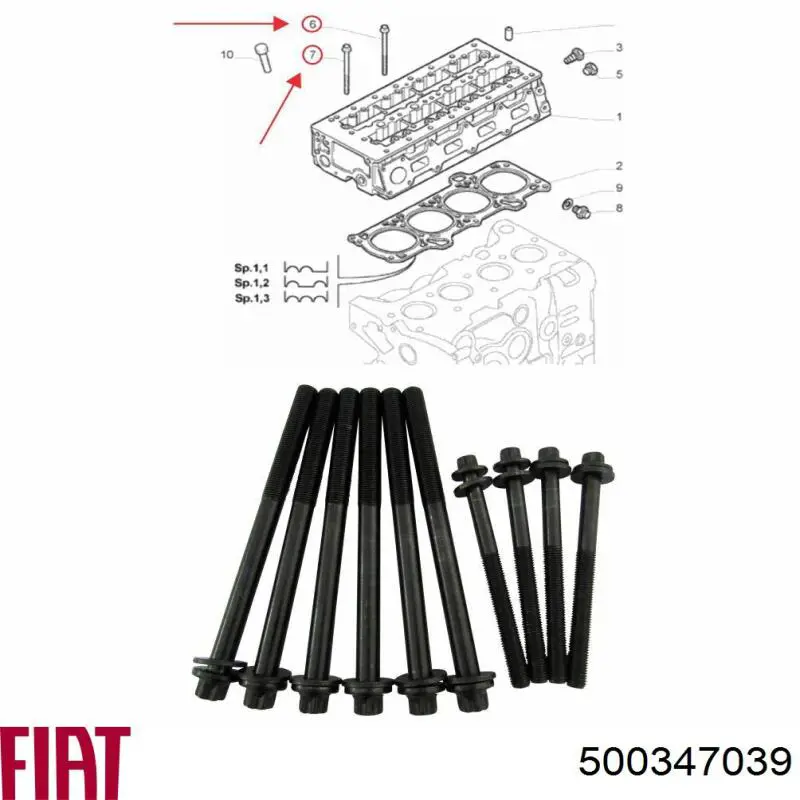 Do koszyka 500347039 Fiat/Alfa/Lancia Śruba głowicy cylindrów