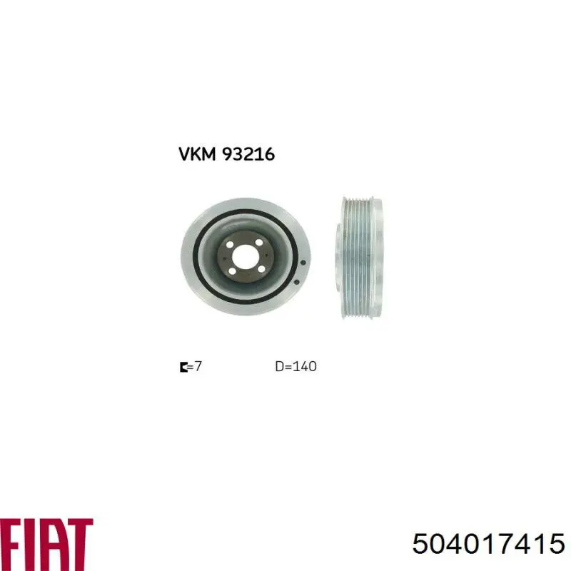 Do koszyka 504017415 Fiat/Alfa/Lancia Koło pasowe wału korbowego