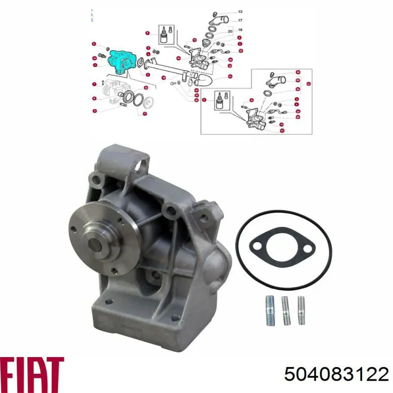 Pompa chłodząca wodna Fiat/Alfa/Lancia 504083122