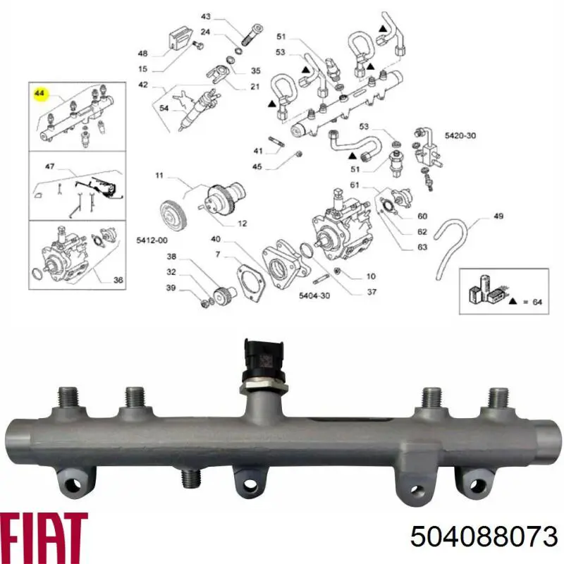 Rozdzielacz paliwa Fiat/Alfa/Lancia 504088073 cena, od 64,70 USD