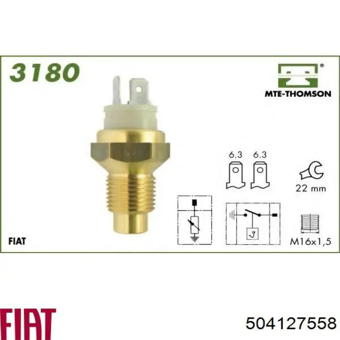 Do koszyka 504127558 Fiat/Alfa/Lancia Czujnik temperatury płynu chłodzącego