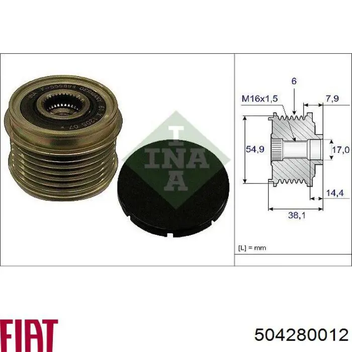 504280012 Fiat/Alfa/Lancia Koło pasowe alternatora