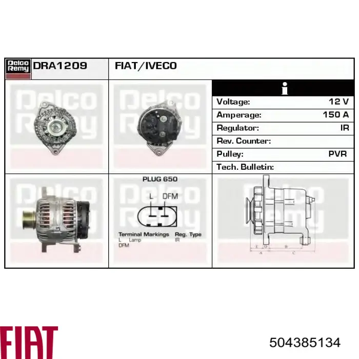 Alternator Fiat/Alfa/Lancia 504385134 cena, od 105,56 USD