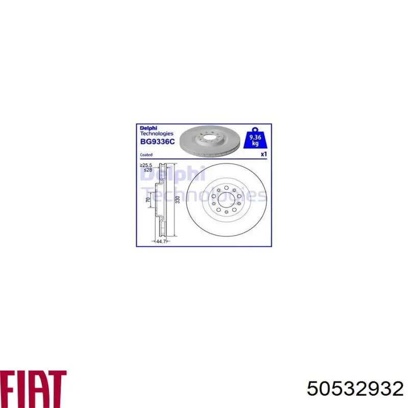 Tarcza hamulcowa przednia Fiat/Alfa/Lancia 50532932 cena, od 104,11 USD