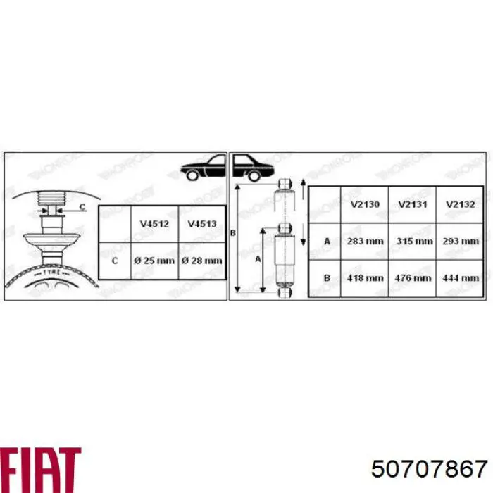 Amortyzator przedni 50707867 Fiat/Alfa/Lancia