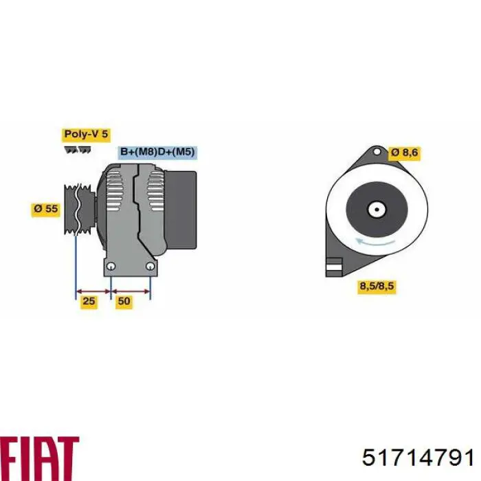 Alternator 51714791 Fiat/Alfa/Lancia