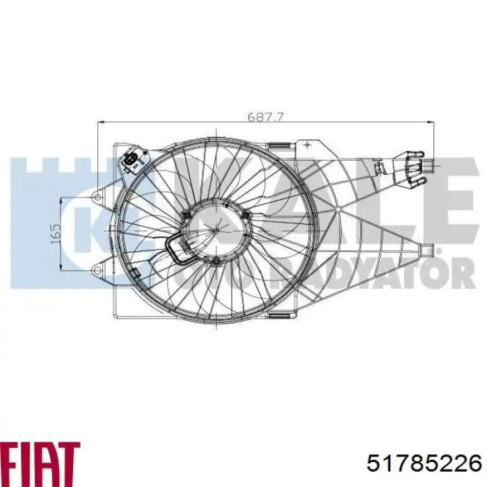 51785226 Fiat/Alfa/Lancia Dyfuzor chłodnicy, w komplecie z silnikiem i wirnikiem