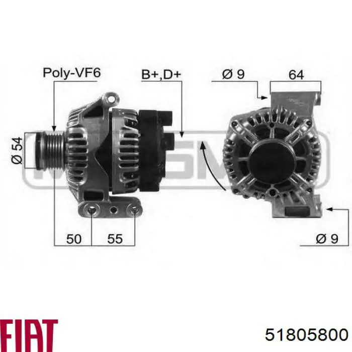 Do koszyka 51805800 Fiat/Alfa/Lancia Alternator