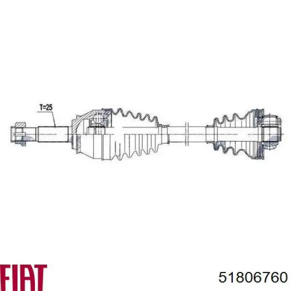 Półoś napędowa przednia prawa Fiat/Alfa/Lancia 51806760 cena, od 87,58 USD