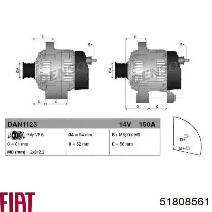 51808561 Fiat/Alfa/Lancia Alternator