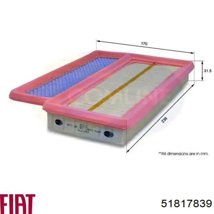 Filtr powietrza 51817839 Fiat/Alfa/Lancia