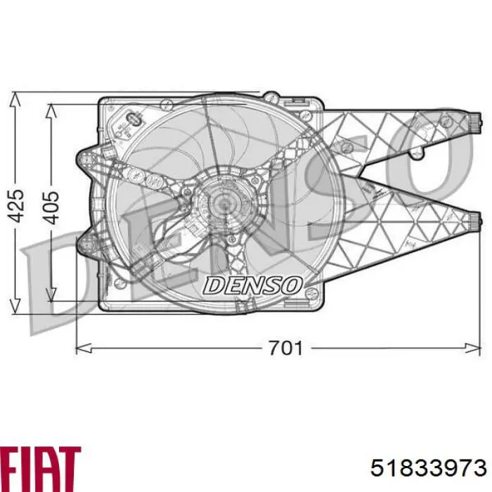 51833973 Fiat/Alfa/Lancia Dyfuzor chłodnicy, w komplecie z silnikiem i wirnikiem