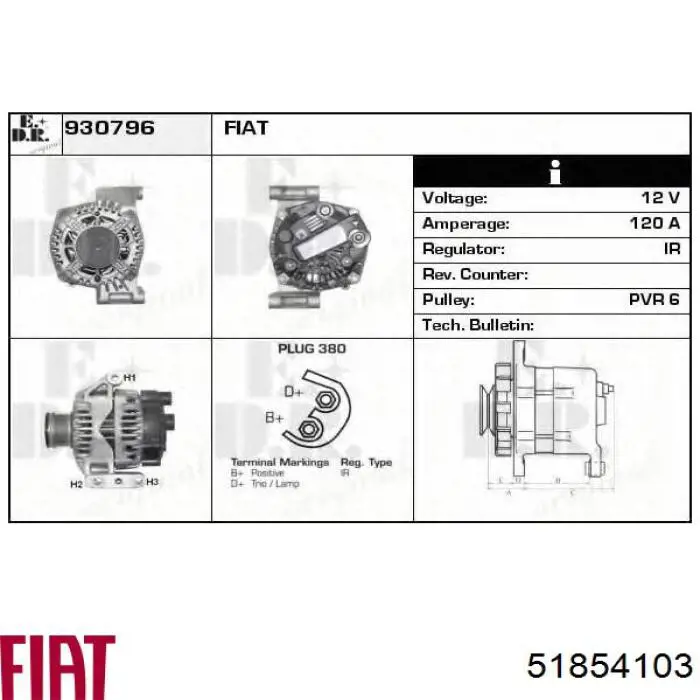 Do koszyka 51854103 Fiat/Alfa/Lancia Alternator