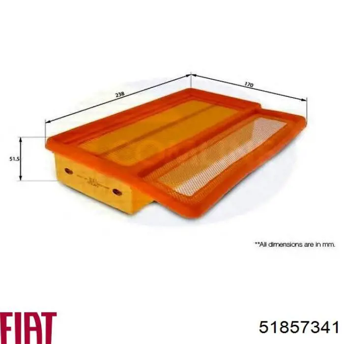 Filtr powietrza Fiat/Alfa/Lancia 51857341 cena, od 14,21 USD