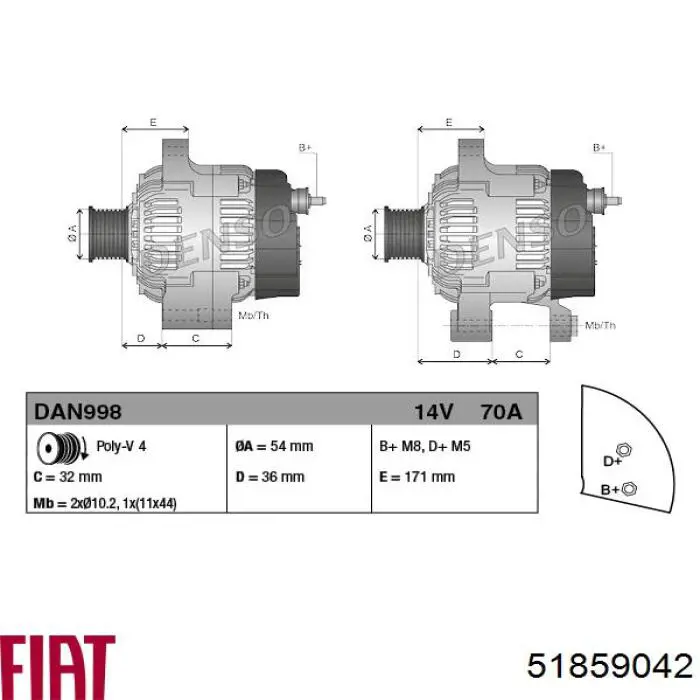 51859042 Fiat/Alfa/Lancia Alternator