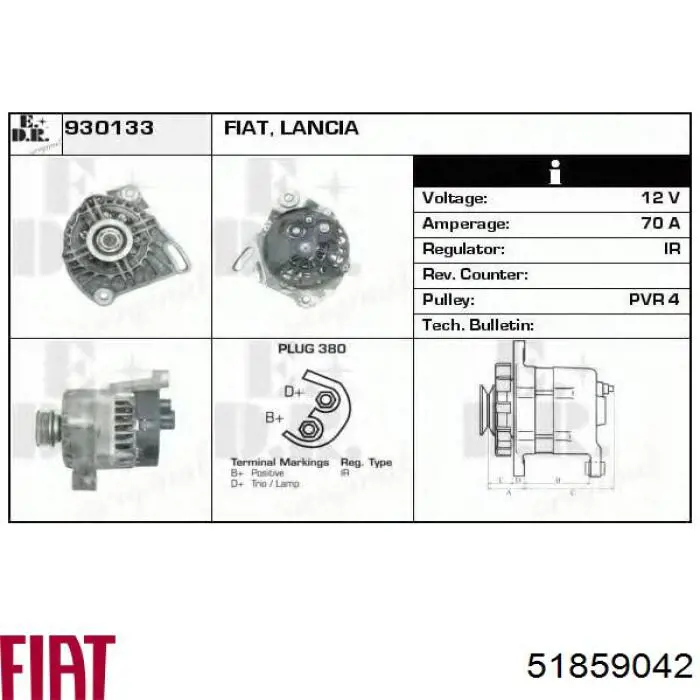 Alternator 51859042 Fiat/Alfa/Lancia