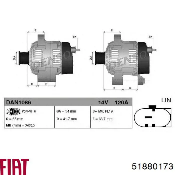 51880173 Fiat/Alfa/Lancia Alternator