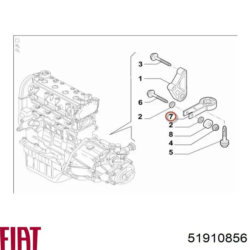 51910856 Fiat/Alfa/Lancia Poduszka (podpora) silnika tylna