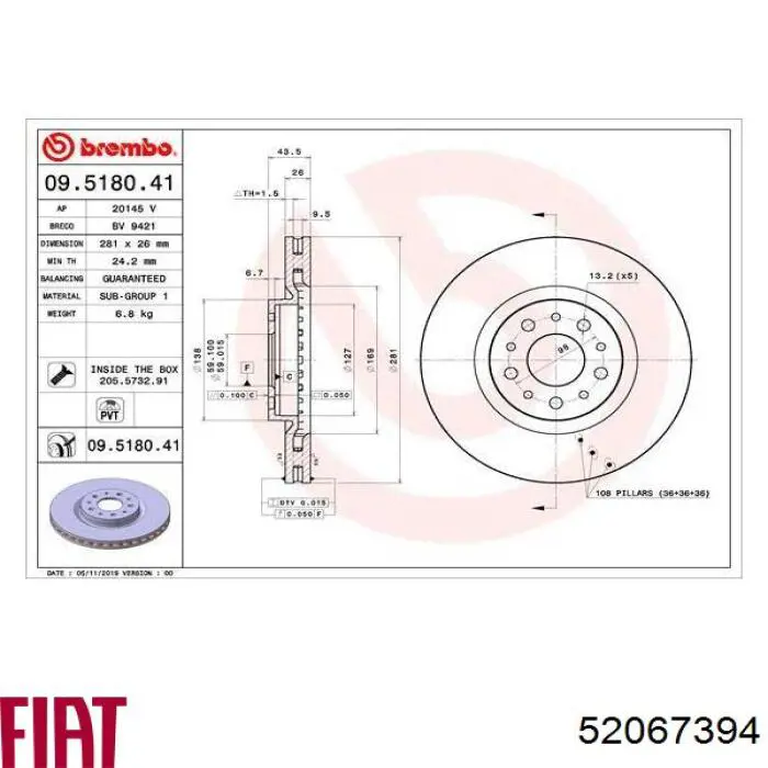 Tarcza hamulcowa przednia 0986479G82 Bosch