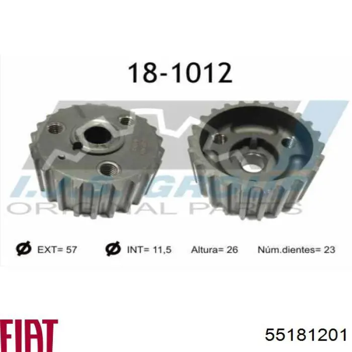 Do koszyka 55181201 Fiat/Alfa/Lancia Koło zębate walcowe napędu wałka rozrządu