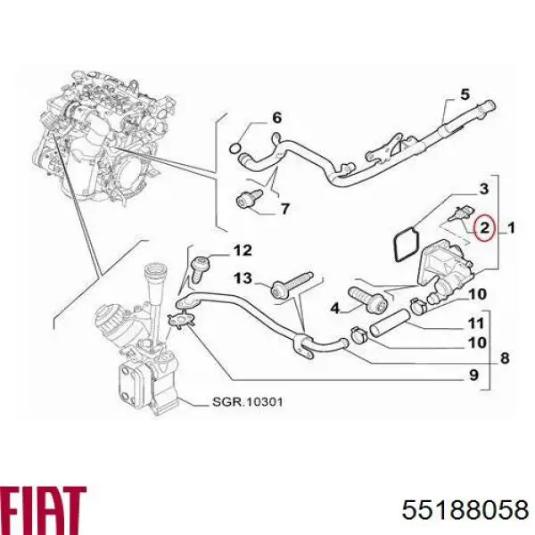 55188058 Fiat/Alfa/Lancia Czujnik temperatury płynu chłodzącego