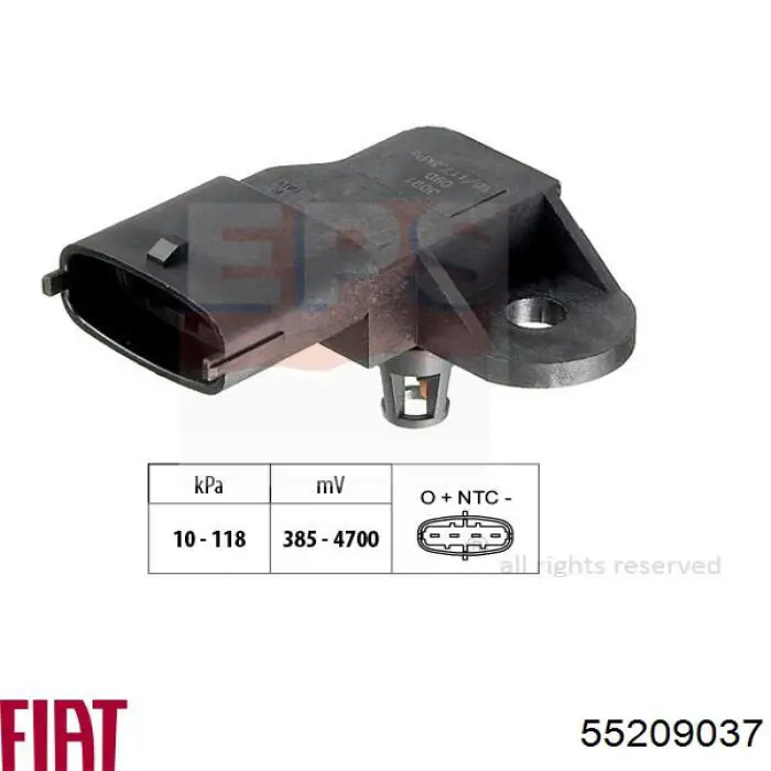 55209037 Fiat/Alfa/Lancia Czujnik ciśnienia w kolektorze ssącym, MAP
