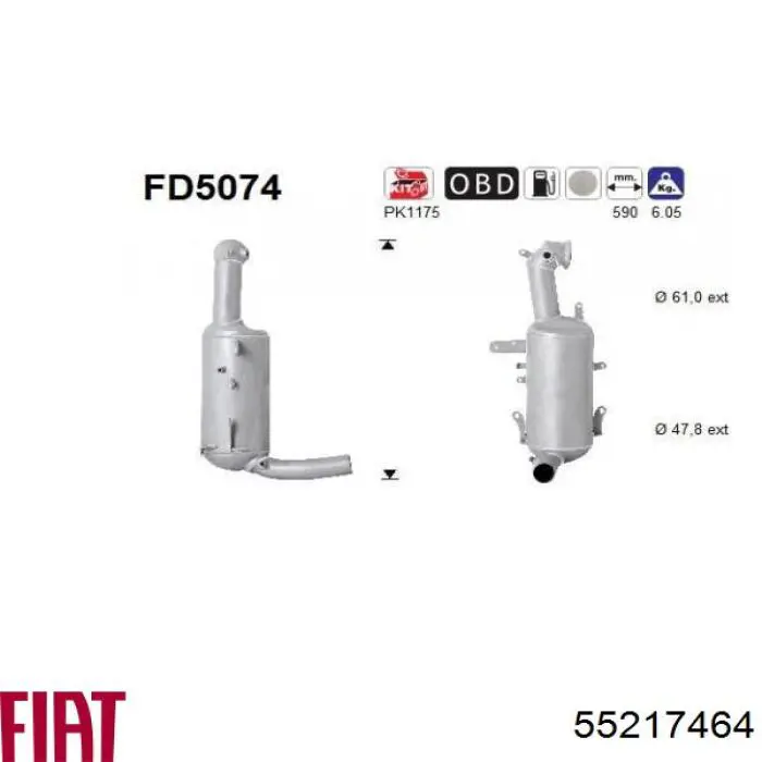 55217464 Fiat/Alfa/Lancia Filtr cząstek stałych układu wydechowego