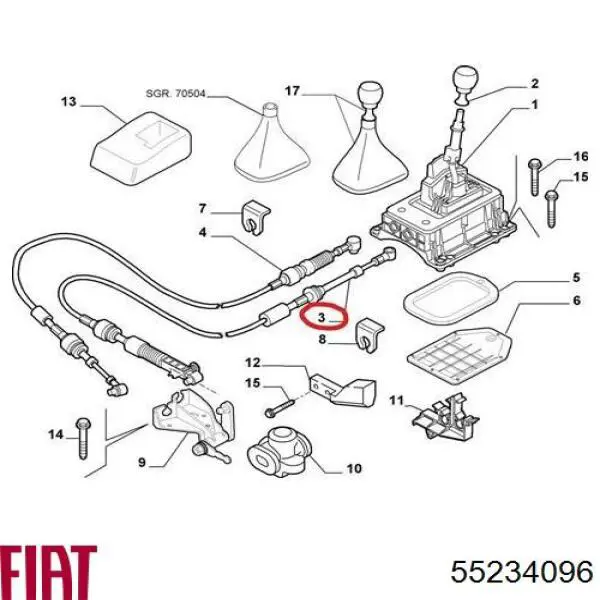 55194345 Fiat/Alfa/Lancia Linka dźwigni zmiany biegów podwójna