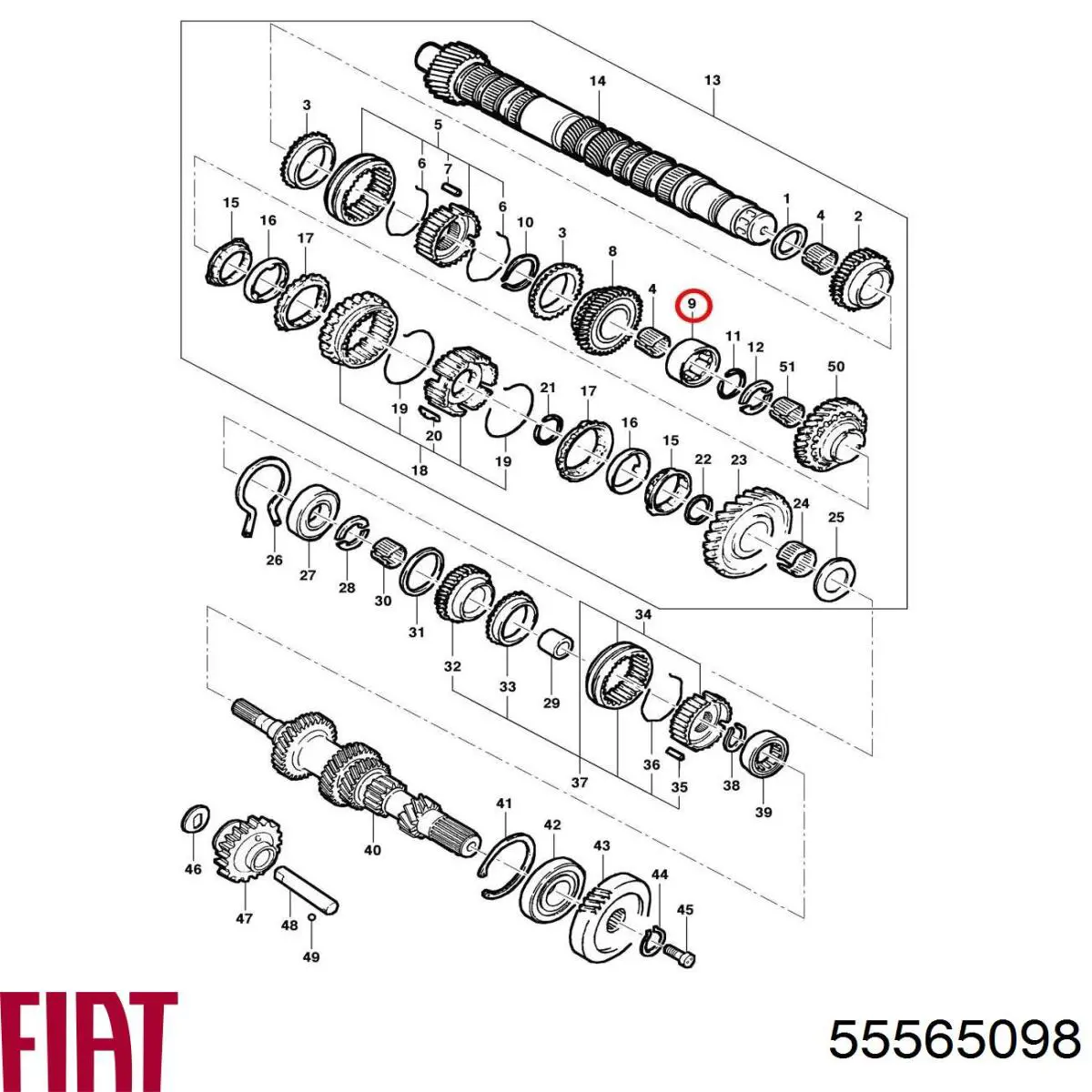 Do koszyka 55565098 Fiat/Alfa/Lancia Łożysko skrzyni biegów