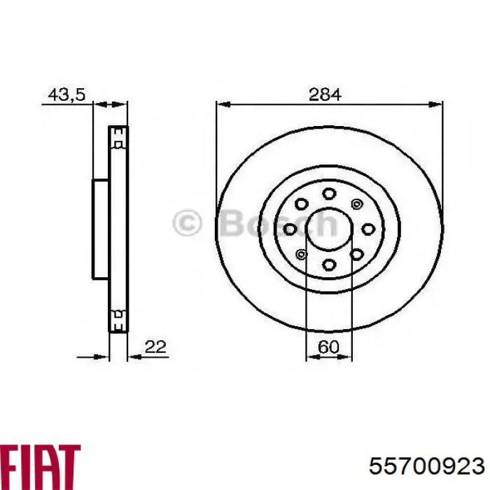 Tarcza hamulcowa przednia Fiat/Alfa/Lancia 55700923 cena, od 43,62 USD