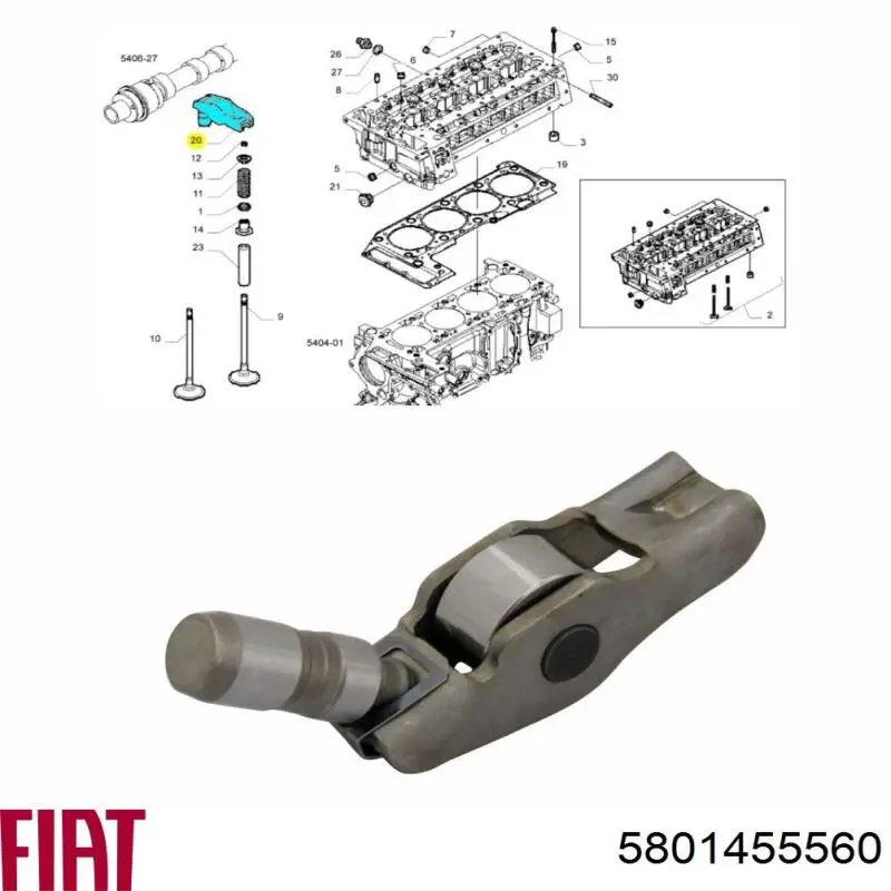 Dźwigienka zaworowa Fiat/Alfa/Lancia 5801455560 cena, od 18,02 USD